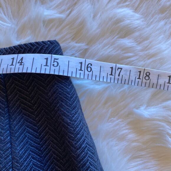 Harvé Benard Black Wool Herringbone Pencil Skirt 12 - Picture 8 of 9